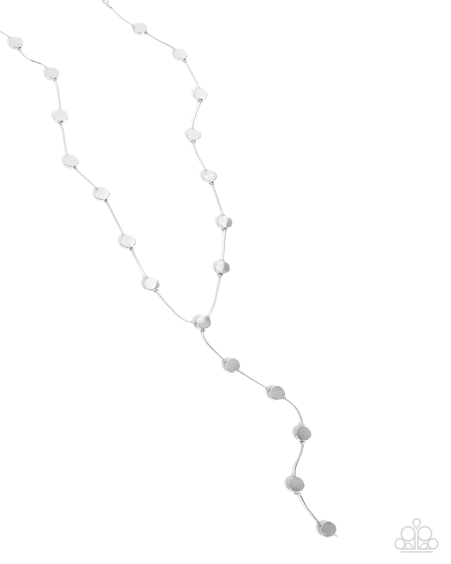 Spotlight Moment - Silver Discs Y-shaped Necklace - Paparazzi Accessories