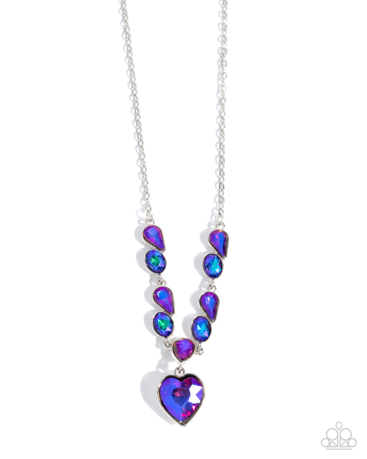 Tender Talent - Purple UV Gem Heart Silver Necklace - Paparazzi Accessories