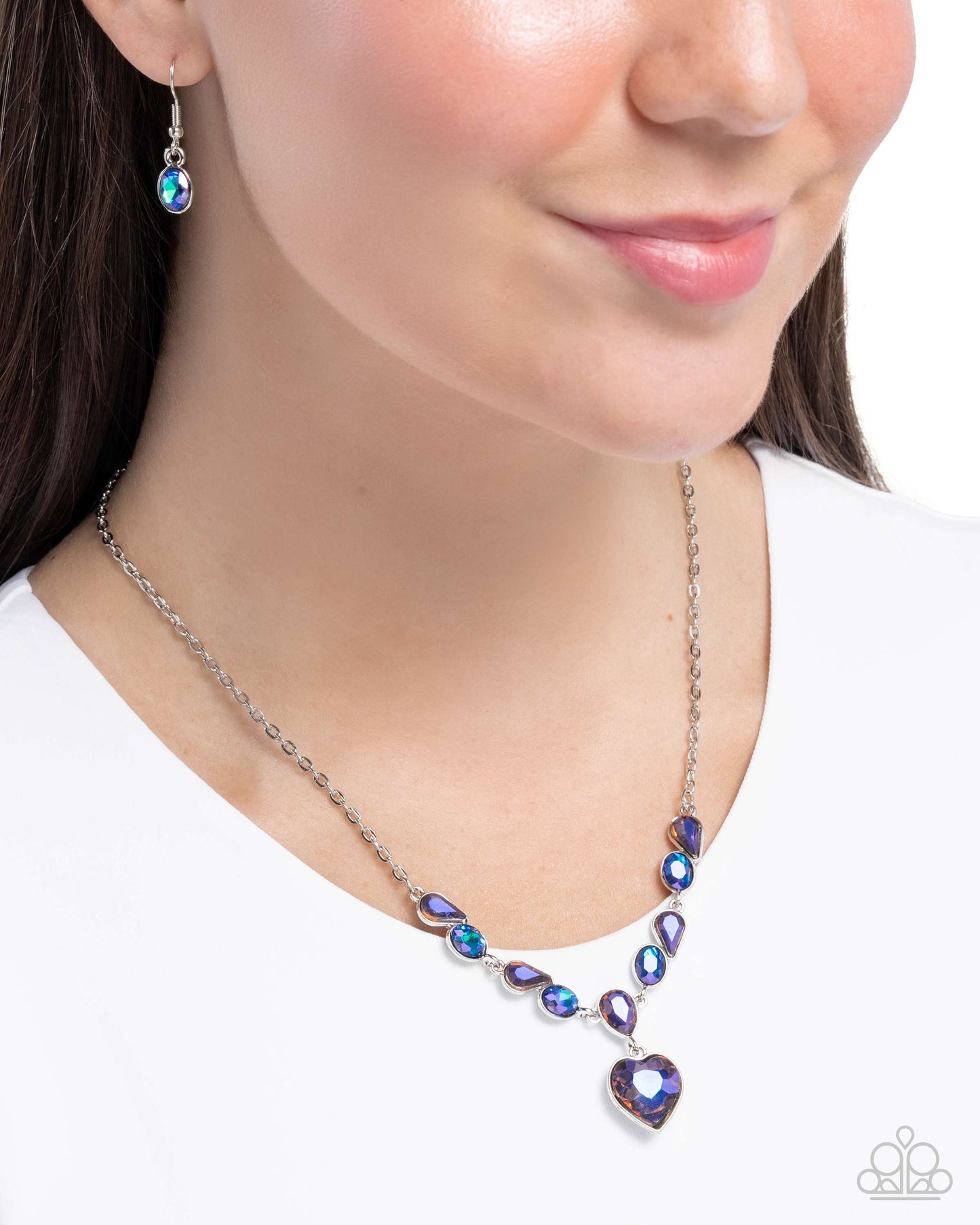 Tender Talent - Purple UV Gem Heart Silver Necklace - Paparazzi Accessories