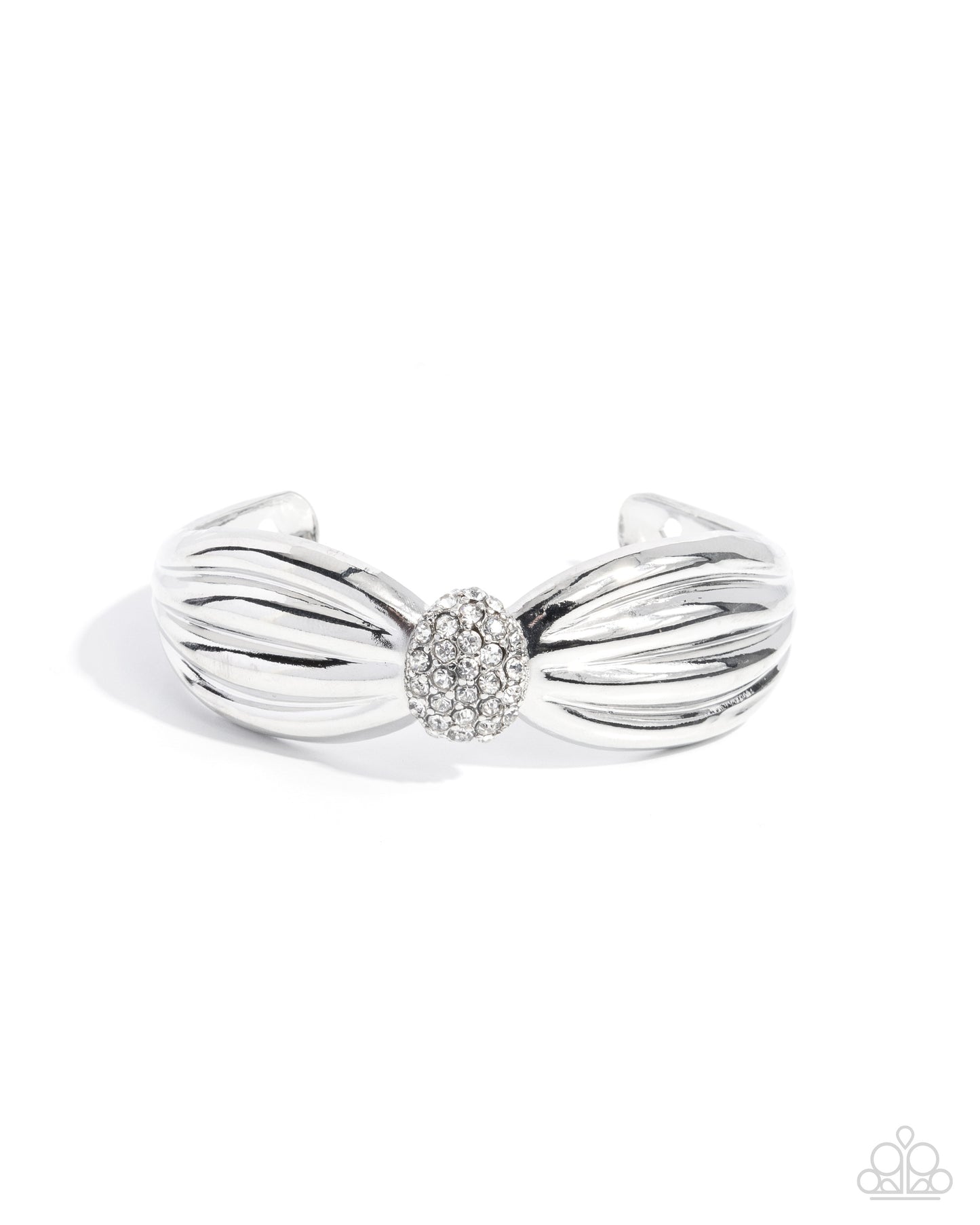 Blingy Breadth - White Rhinestone Silver Cuff Bracelet - Paparazzi Accessories