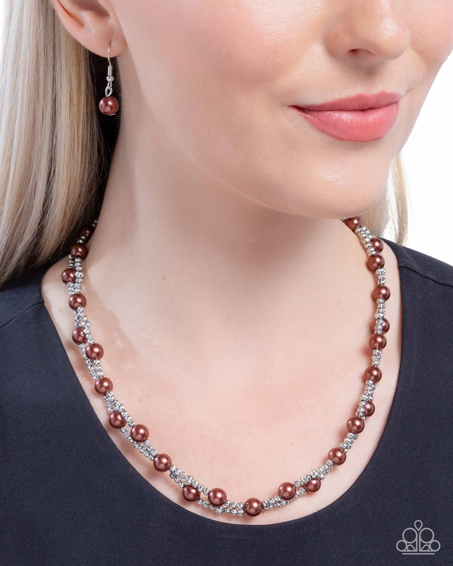 Pearl Pace - Brown Pearls Silver Necklace - Paparazzi Accessories