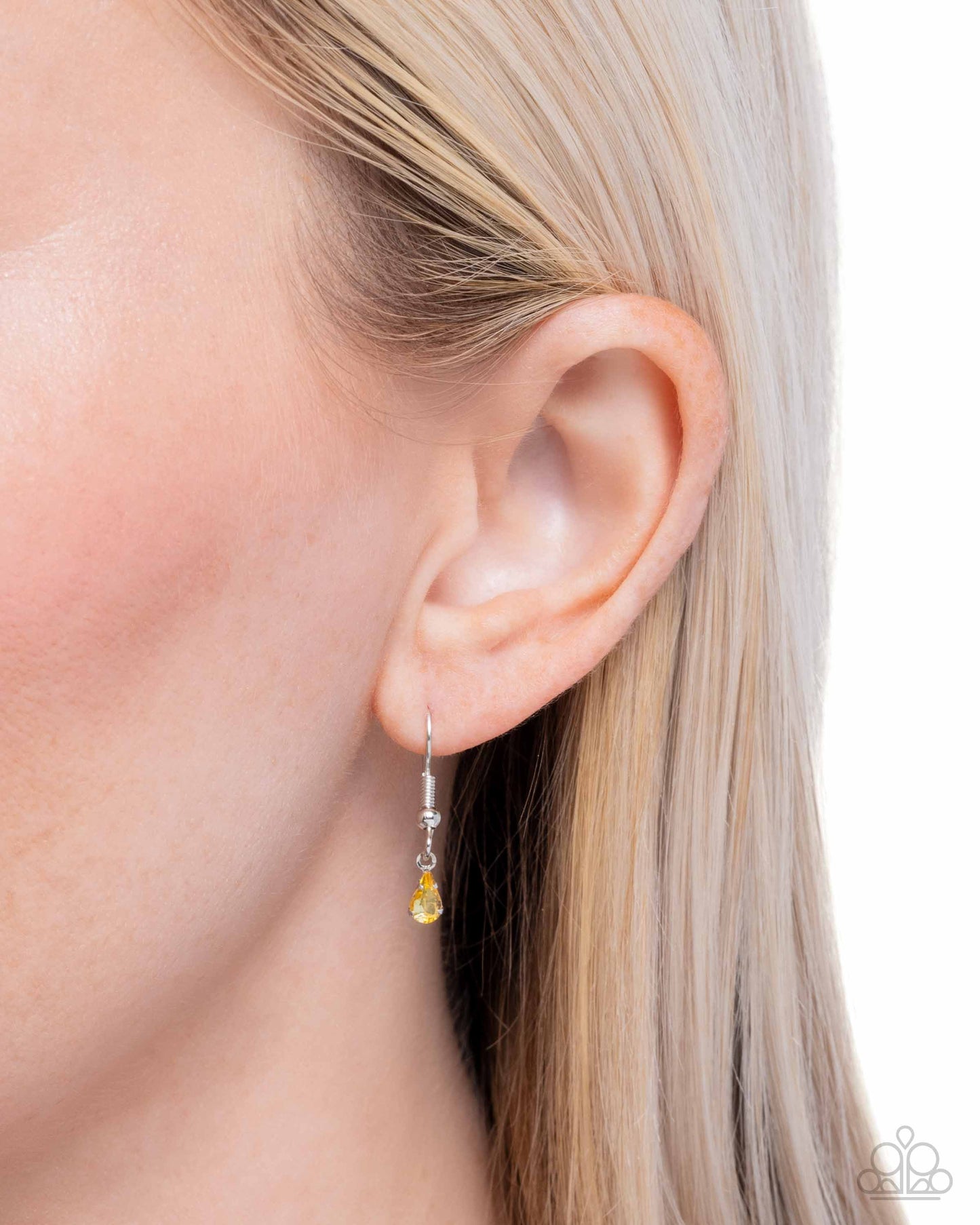 Suave Shimmy - Yellow and White Iridescent Rhinestone Necklace - Paparazzi Accessories