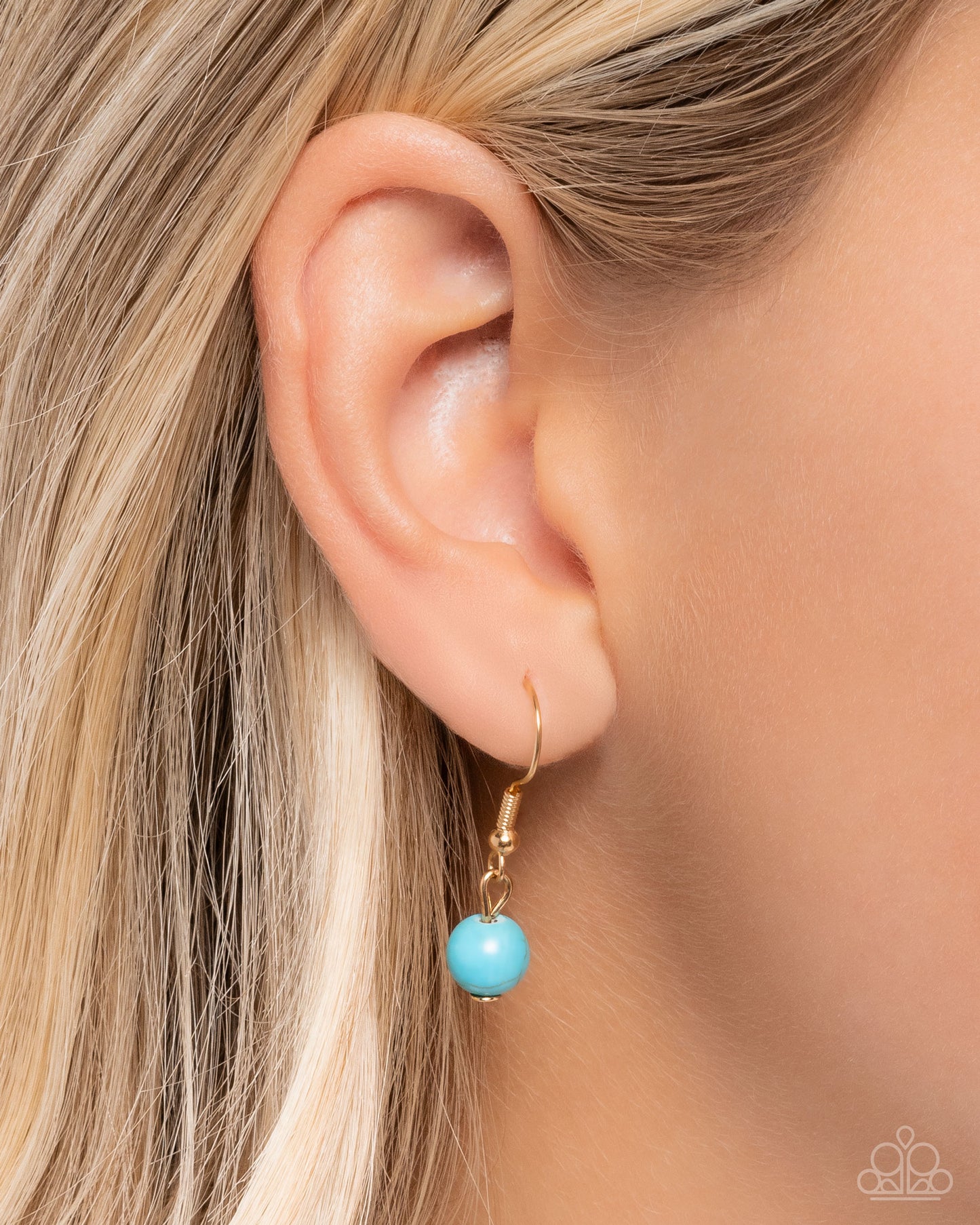 Timeless Texan - Blue Crackle Stone Gold Longhorn Skull Necklace - Paparazzi Accessories