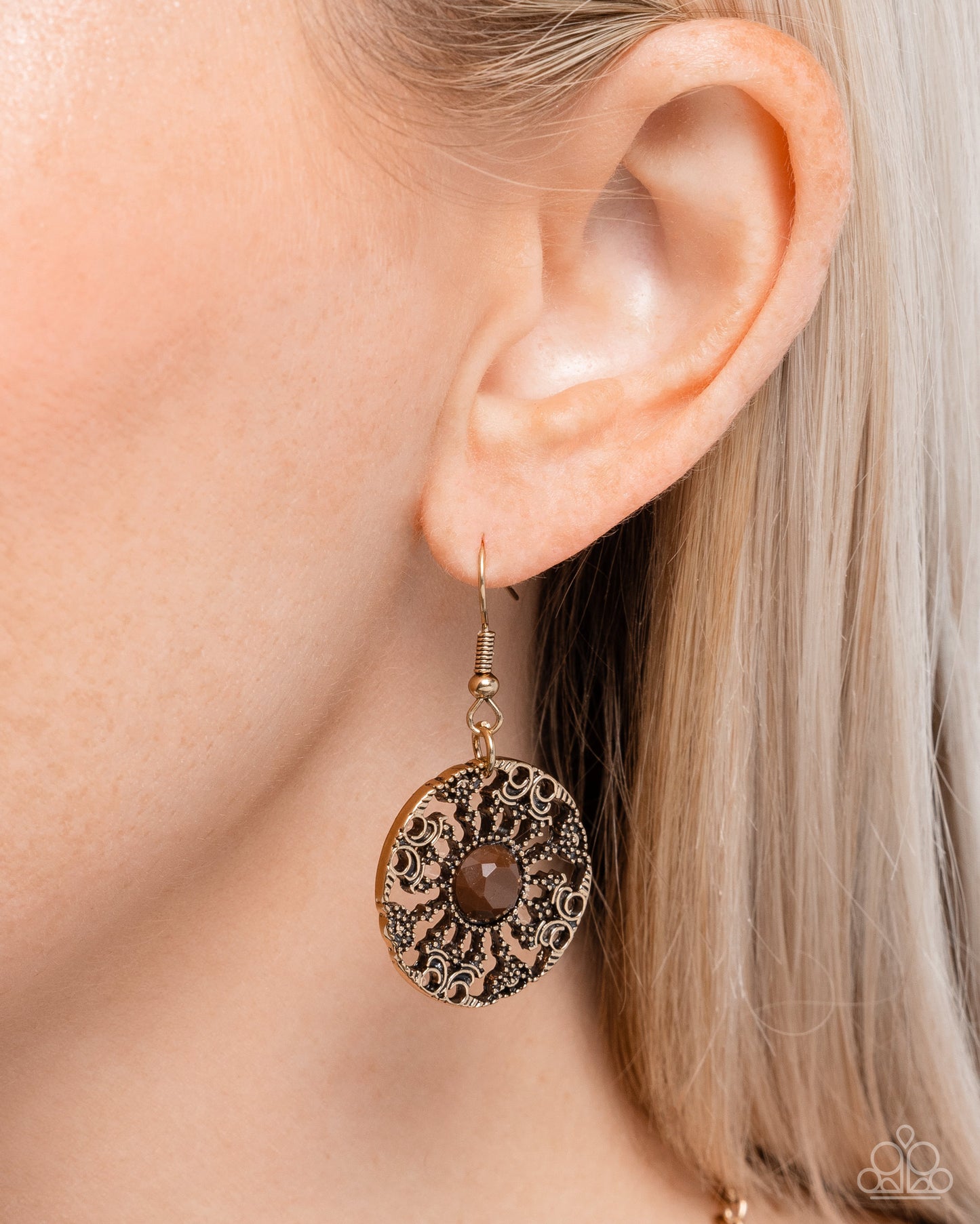 Gentle Glam - Blue Acrylic Beads Brown Gem Gold Necklace - Paparazzi Accessories