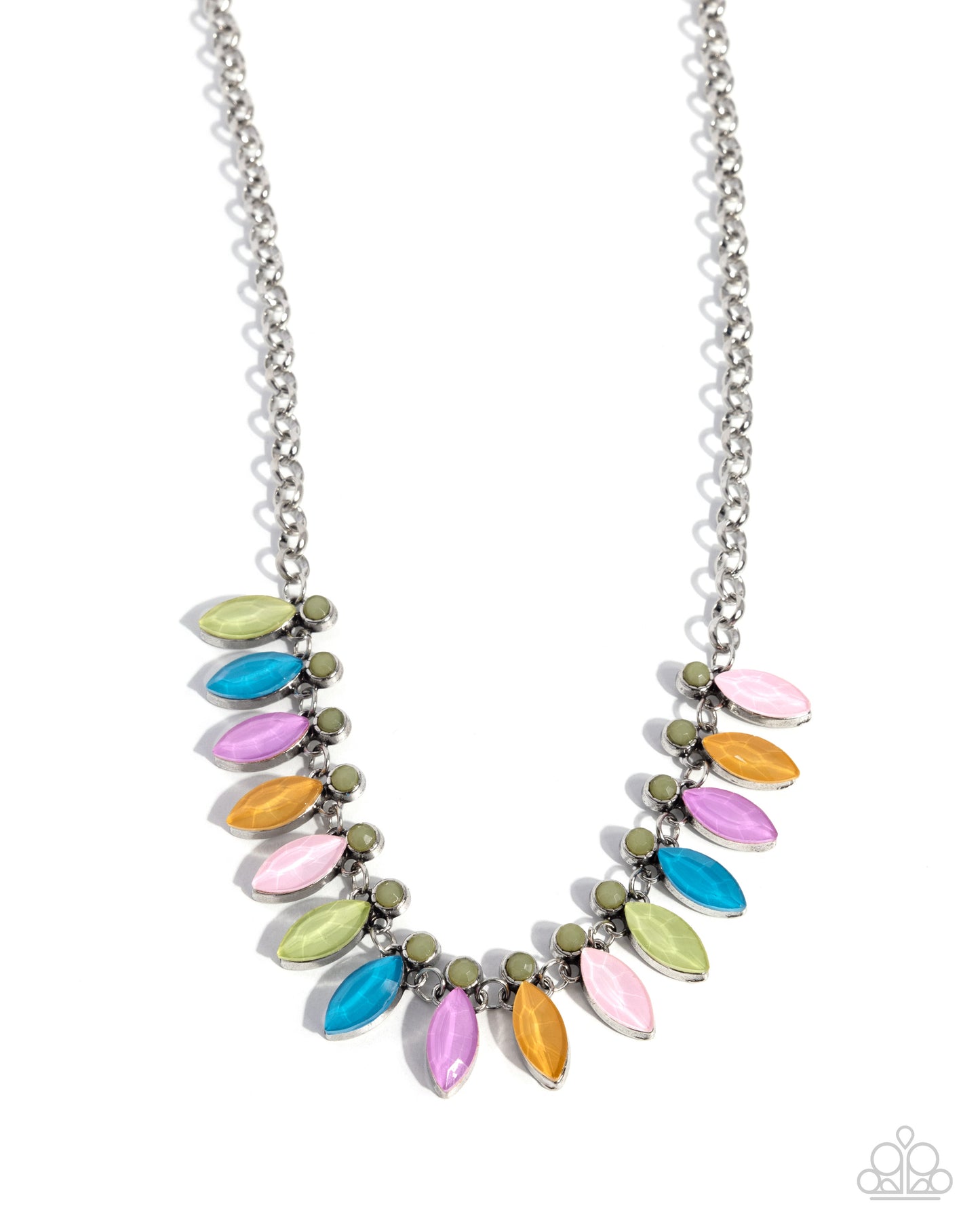 Colorful Citation - Multi Color Marquise Rhinestone Necklace - Paparazzi Accessories