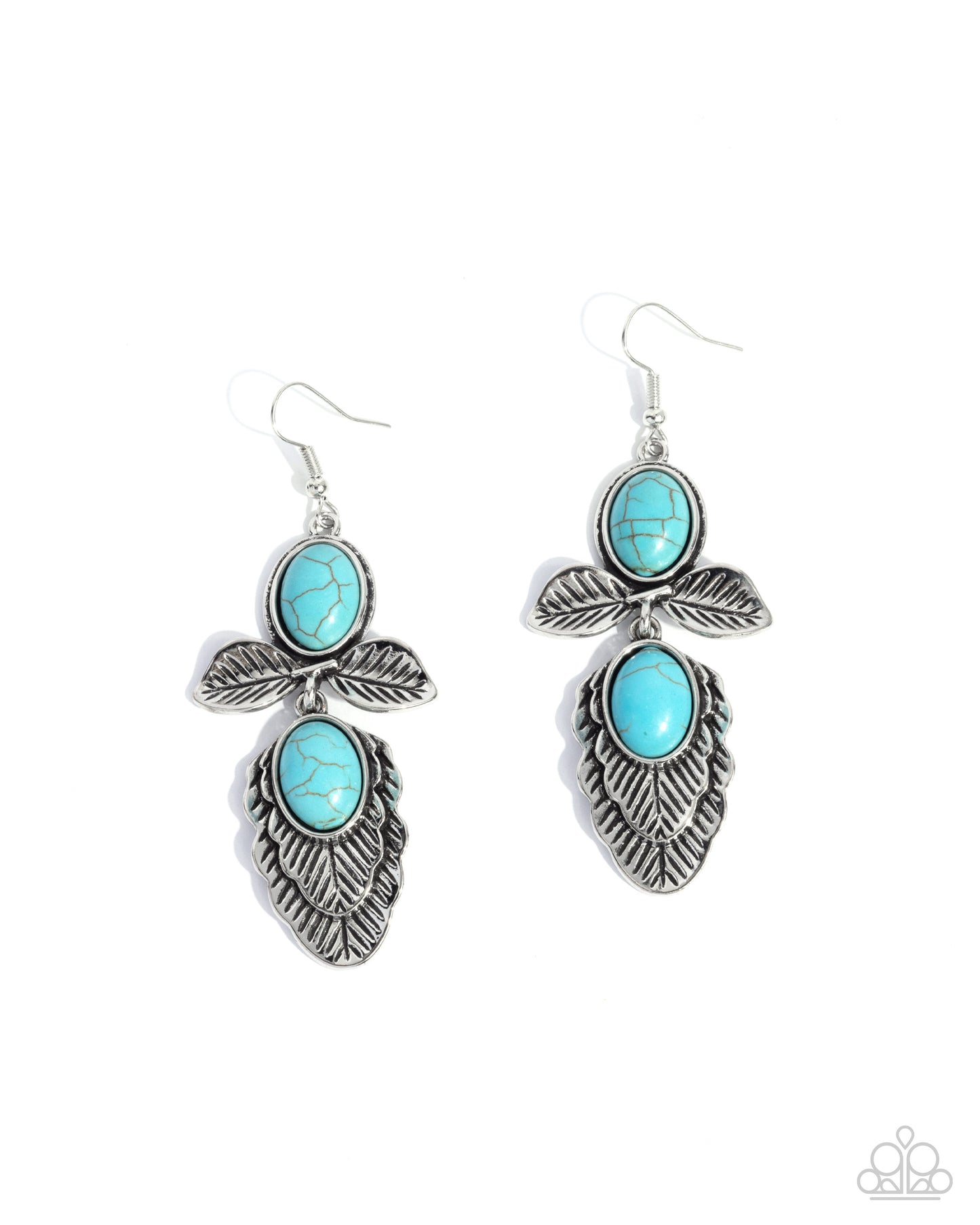 Blooming Bevy - Blue Turquoise Crackle Stone Silver Fishhook Earrings - Paparazzi Accessories