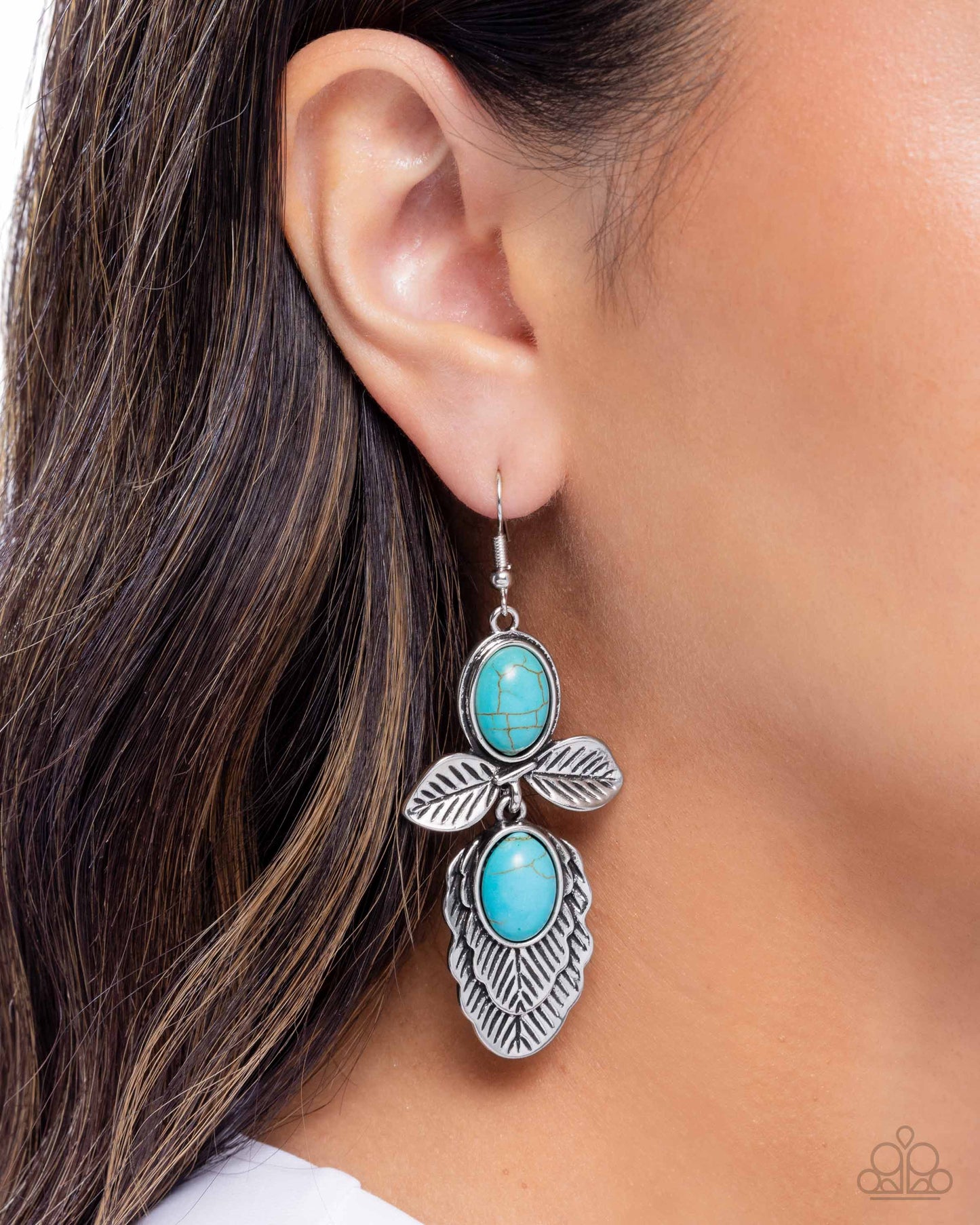 Blooming Bevy - Blue Turquoise Crackle Stone Silver Fishhook Earrings - Paparazzi Accessories