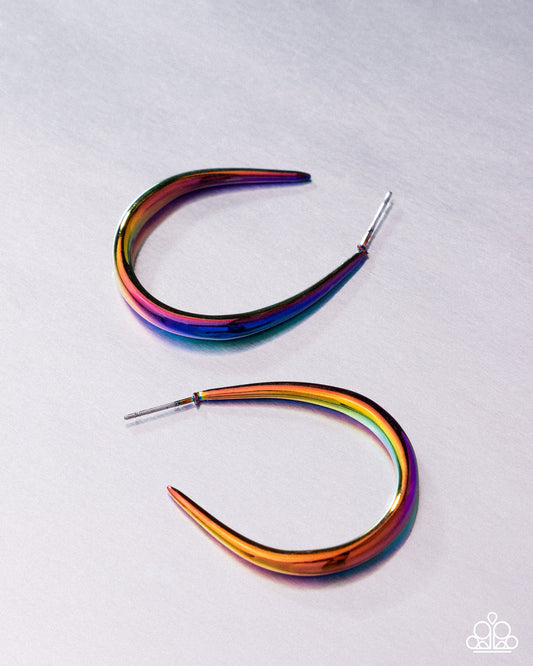 CURVE Your Appetite - Multi Oil Spill Dipped Hoop Earrings - Paparazzi Accessories