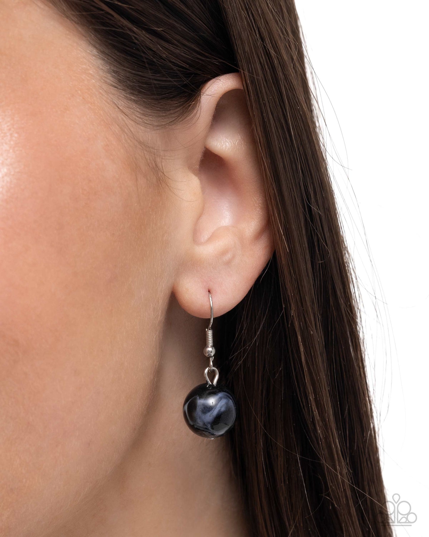 Bewitching Texture - Black Marbled Acrylic Beads Silver Necklace - Paparazzi Accessories