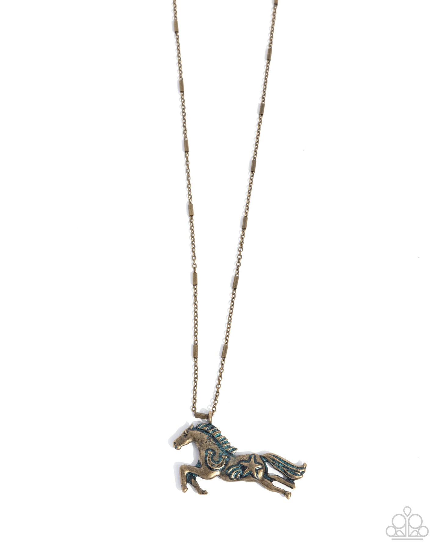 Stallion Spotlight - Brass Patina Finish Horse Necklace - Paparazzi Accessories
