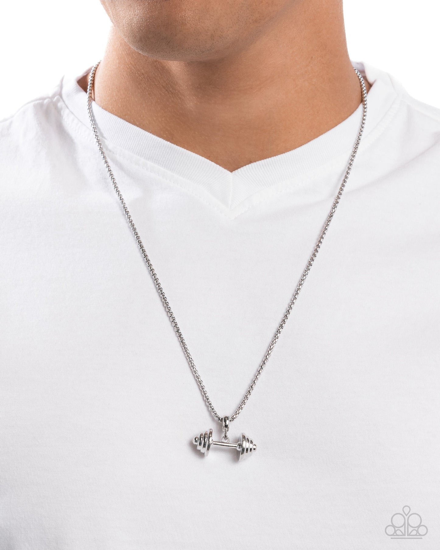 Deadlift Defiance - Silver Barbell Weightlifting Urban Necklace - Paparazzi Accessories