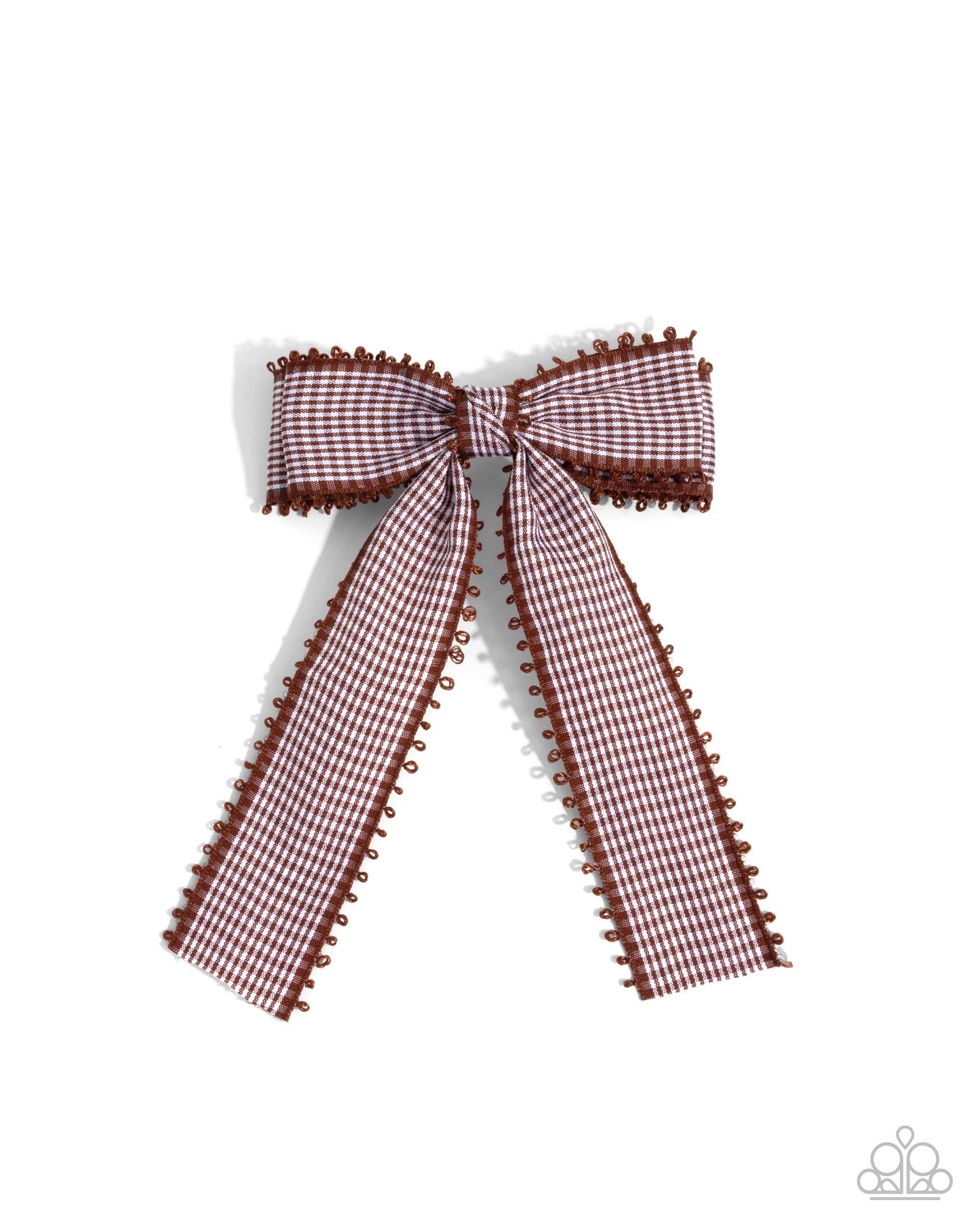 Checkered Chic - Brown Gingham Bow Hair Clip - Paparazzi Accessories