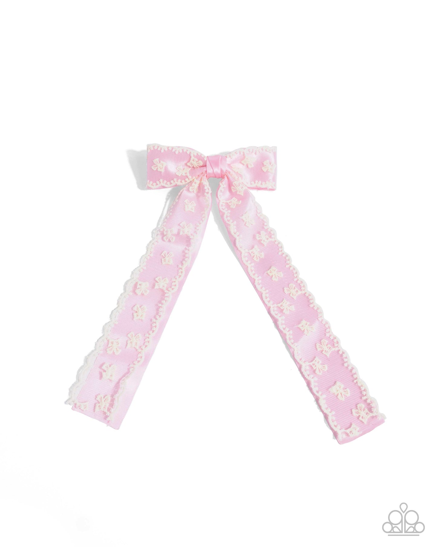 Carefree Coquette - Pink Bow Ivory Lace Hair Clip - Paparazzi Accessories