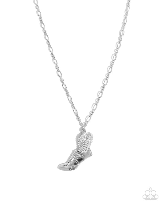 Dazzling-Yard Dash - White Rhinestone necklace - Paparazzi Accessories