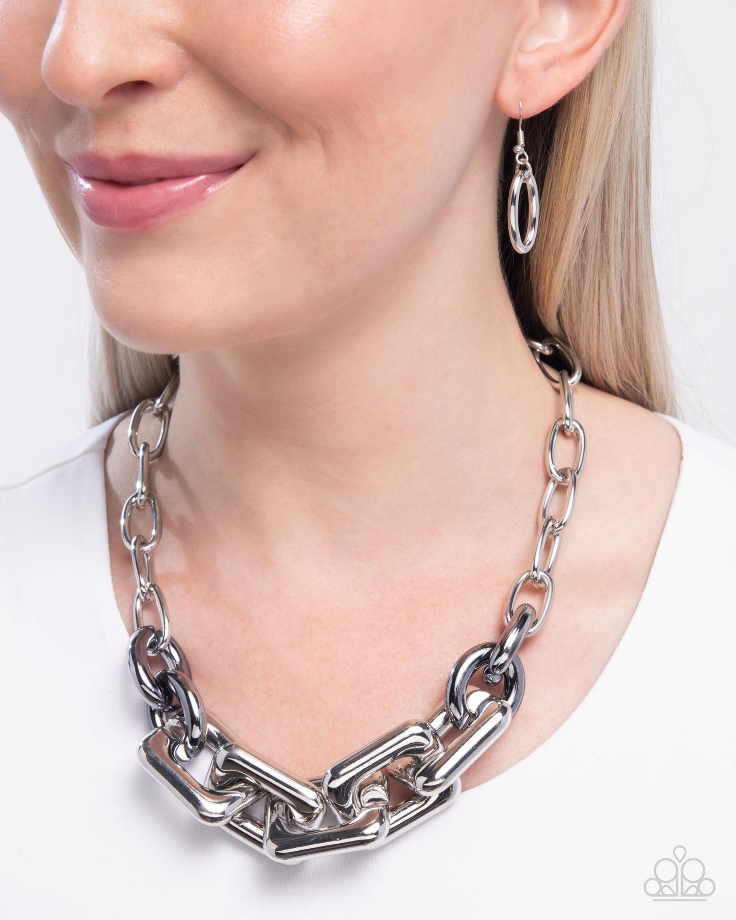 Resolute Radiance - Silver Oversized Link Necklace - Paparazzi Accessories