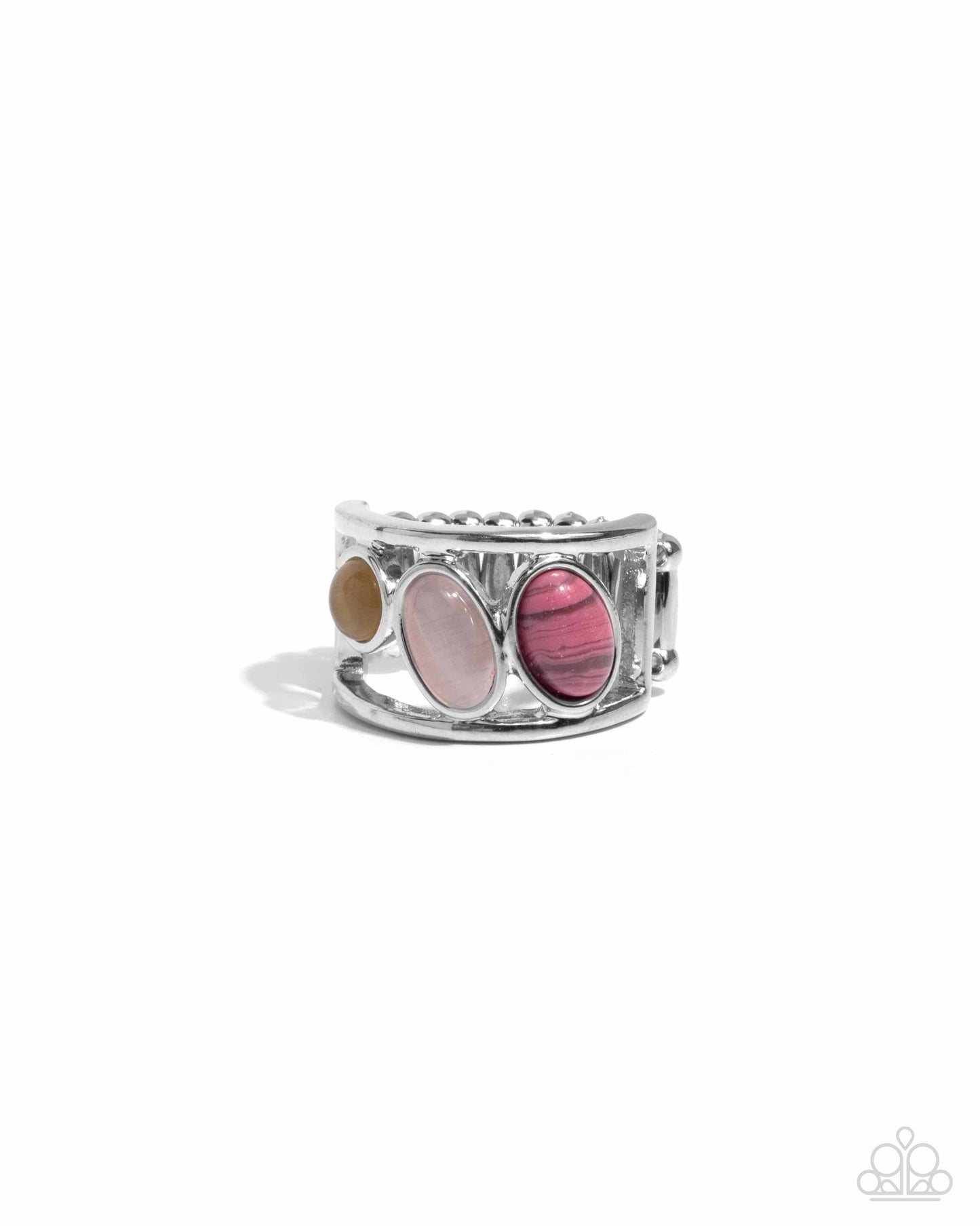 Colorfully Coarse - Pink Cat's Eye Stone Silver Ring - Paparazzi Accessories