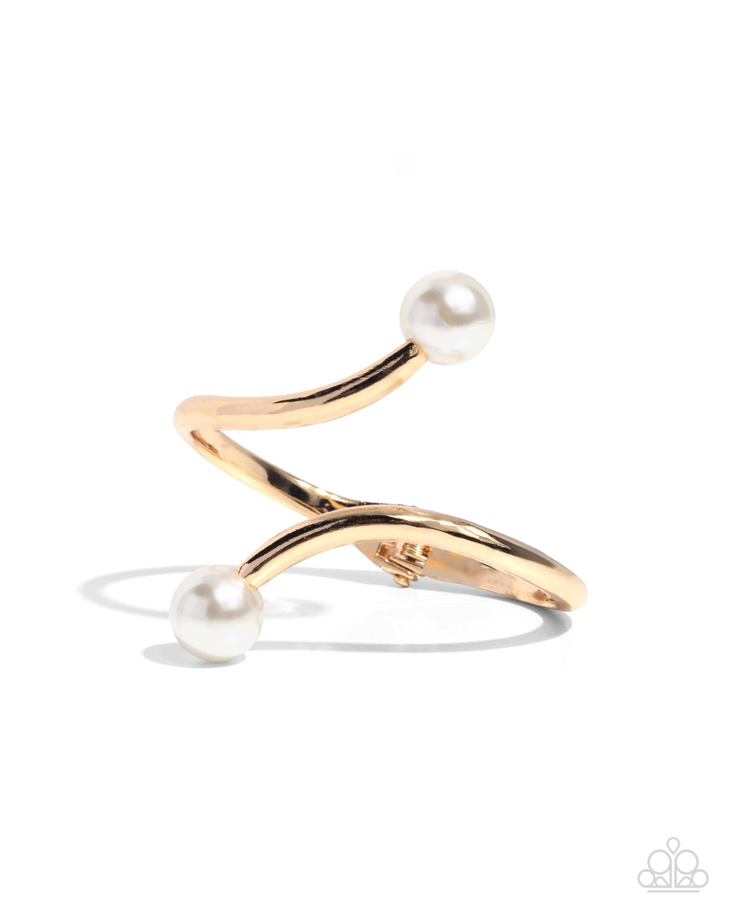 Effulgent Exemplar - Gold White Pearl Hinge Bracelet - Paparazzi Accessories