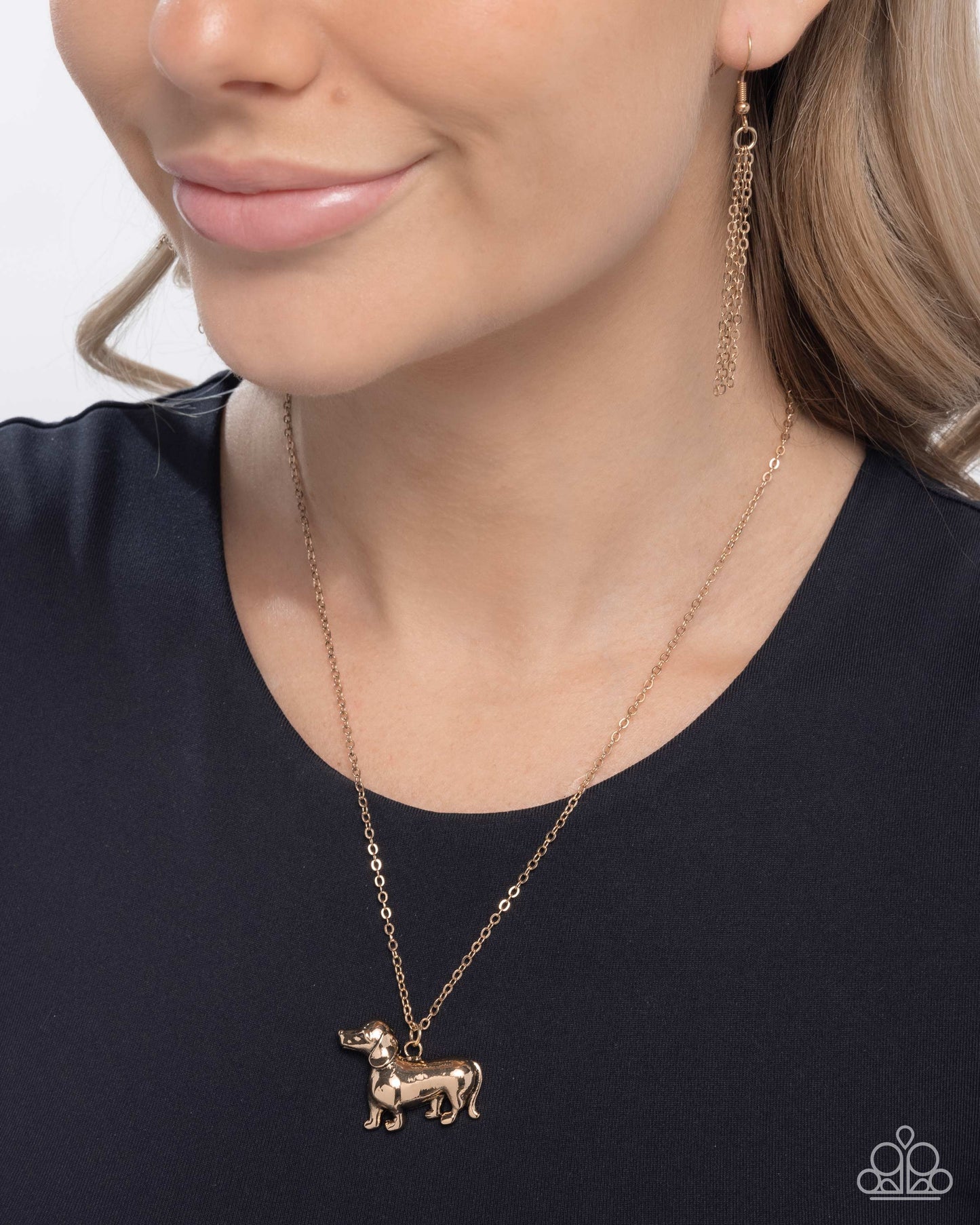Darling Dachshund - Gold Dog Pendant Necklace - Paparazzi Accessories