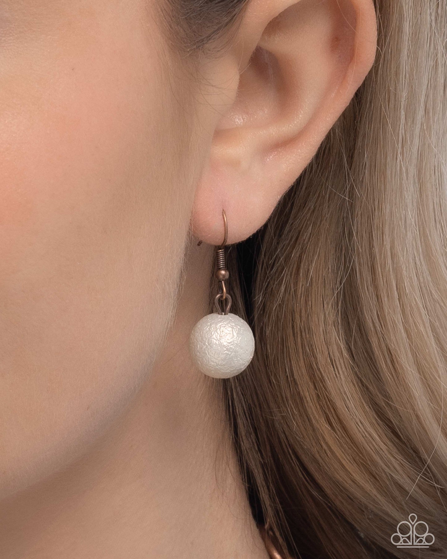 Brushed Backdrop - Copper & Scratched Pearls Necklace - Paparazzi Accessories