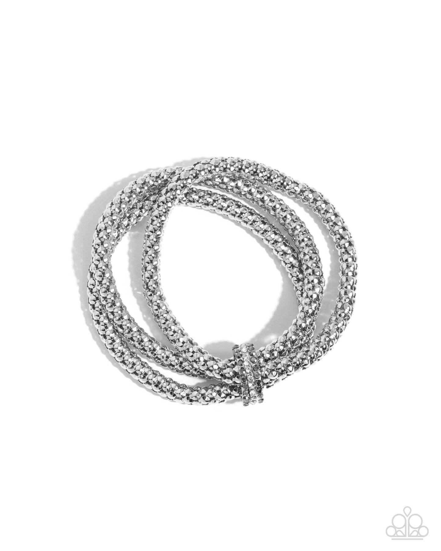 Faceted Facade - Silver Stretch Bracelet - Paparazzi Accessories