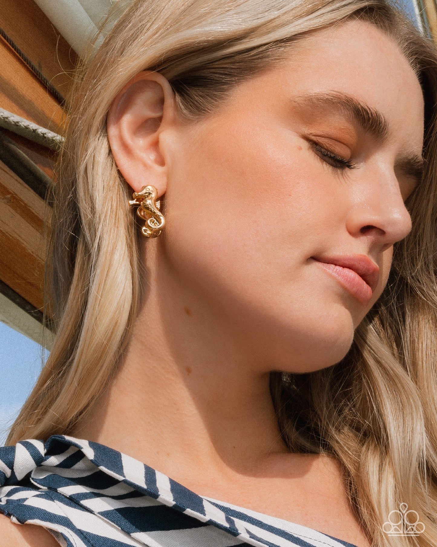 Sea Horse Statement - Gold Hinge Hoop Earrings - Paparazzi Accessories