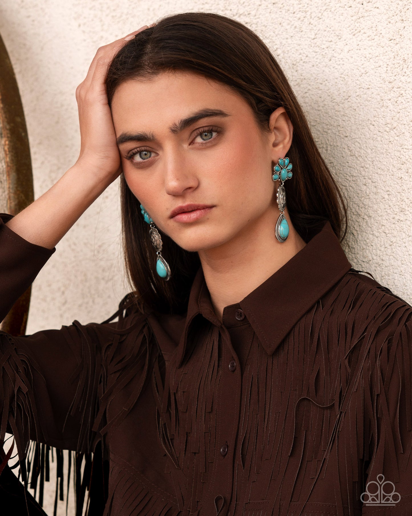 Handcrafted Haul - Blue Turquoise Crackle Stone Silver Post Earrings - Paparazzi Accessories