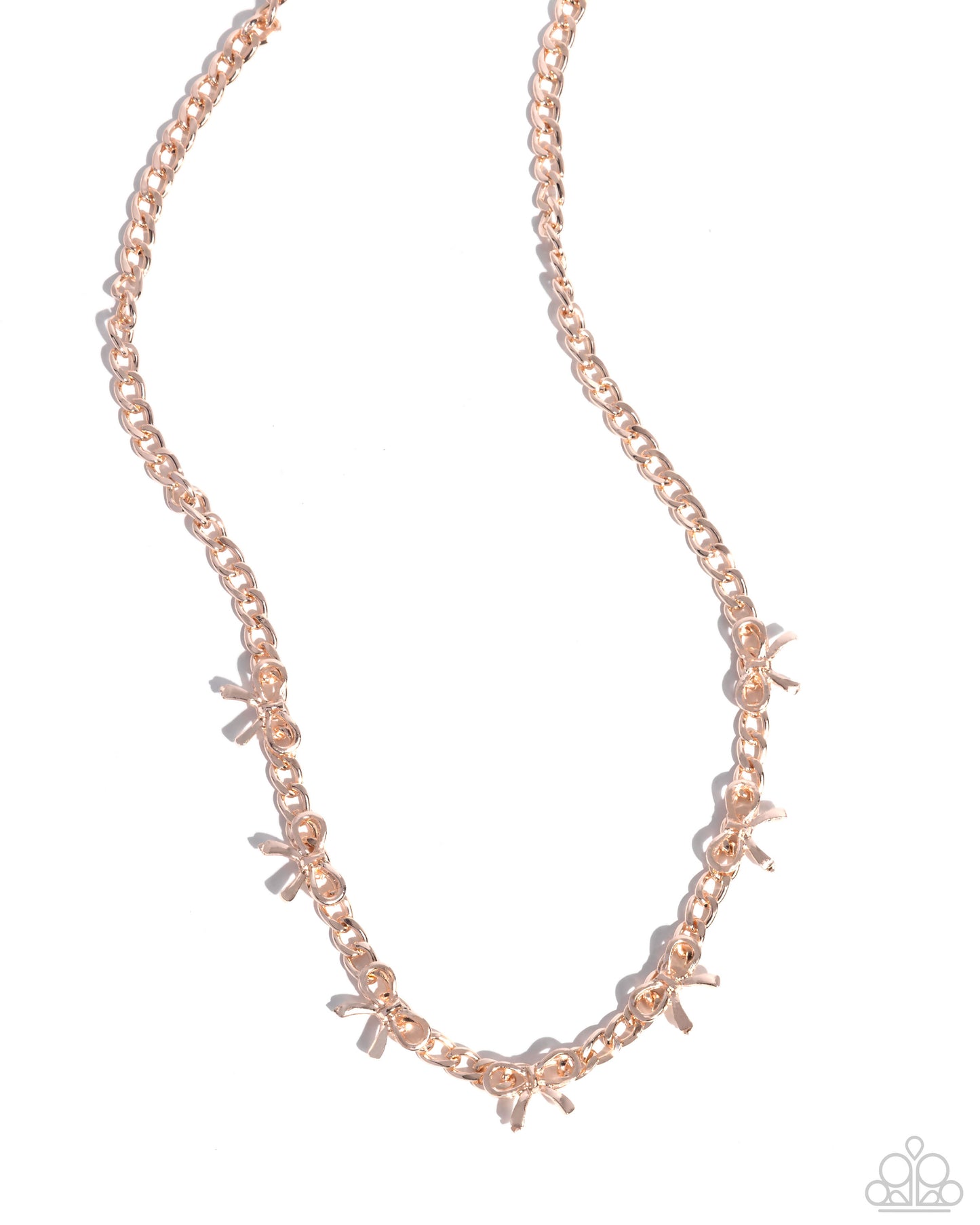 BOW the Knee - Rose Gold Bow Charms Chain Necklace - Paparazzi Accessories