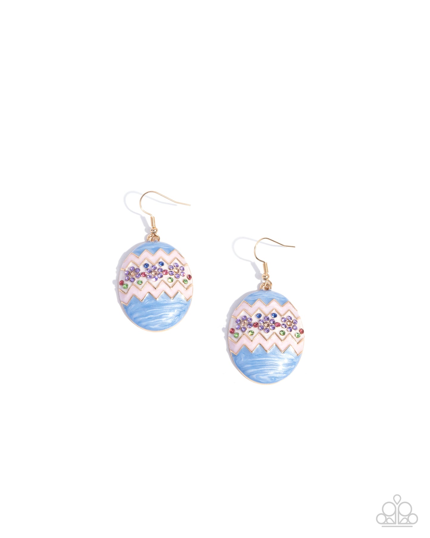 Effervescent Easter - Multi Rhinestone Enamel Egg Gold Fishhook Earrings - Paparazzi Accessories