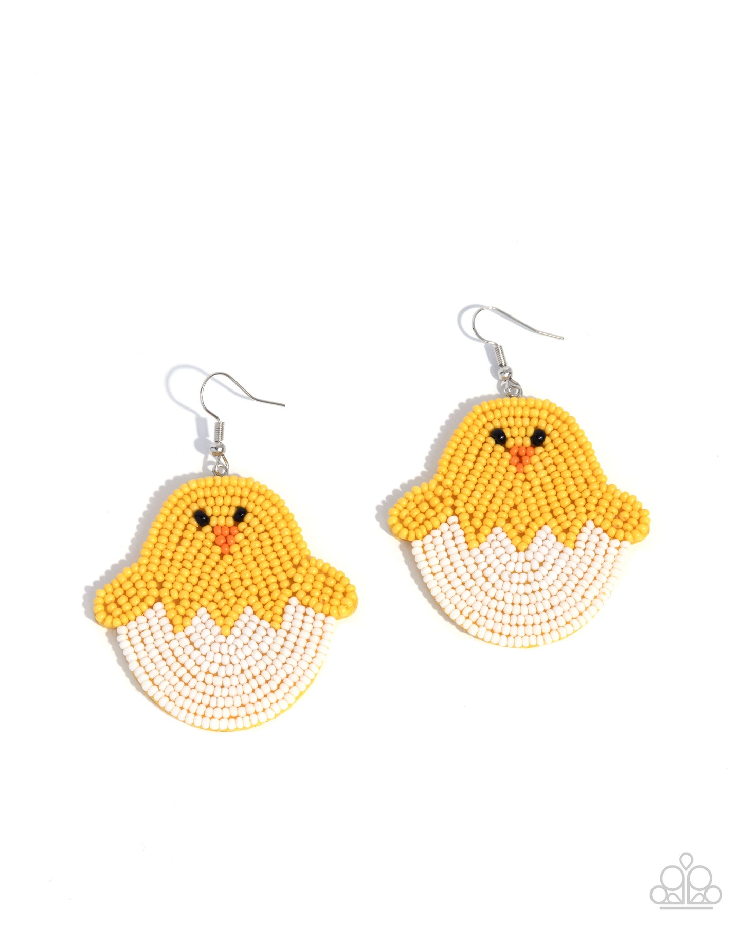 Capricious Chick - Yellow, White, Black, Orange Seed Bead Silver Fishhook Earrings - Paparazzi Accessories