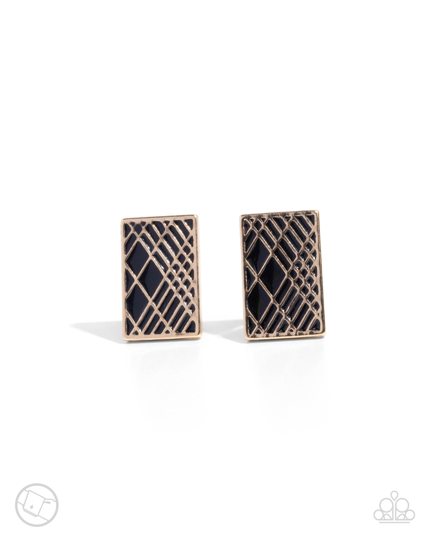 Crisscrossed Captain - Gold & Black Enamel Cuff Links - Paparazzi Accessories