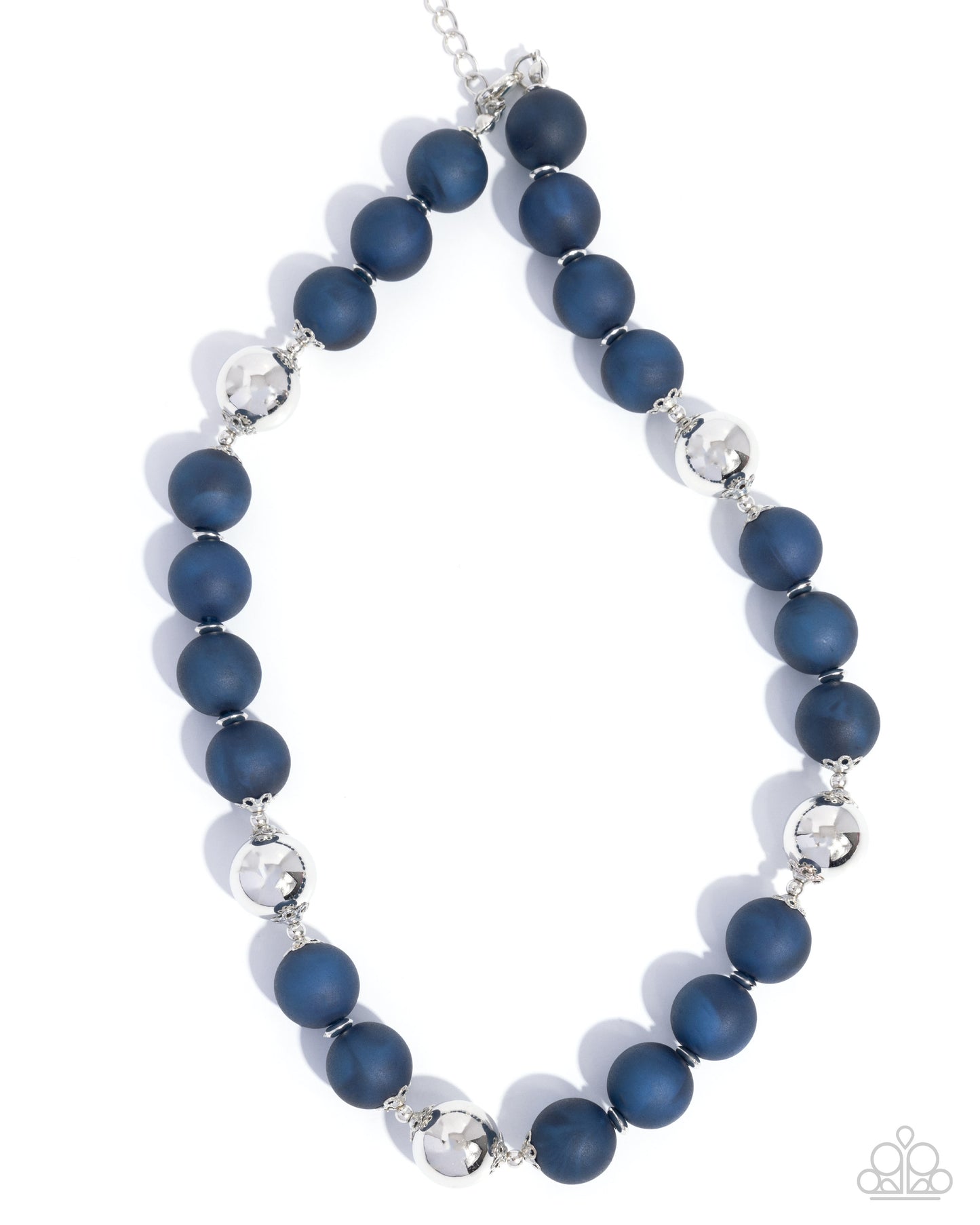 Brilliant Ballroom - Blue Acrylic Beads Silver Necklace - Paparazzi Accessories