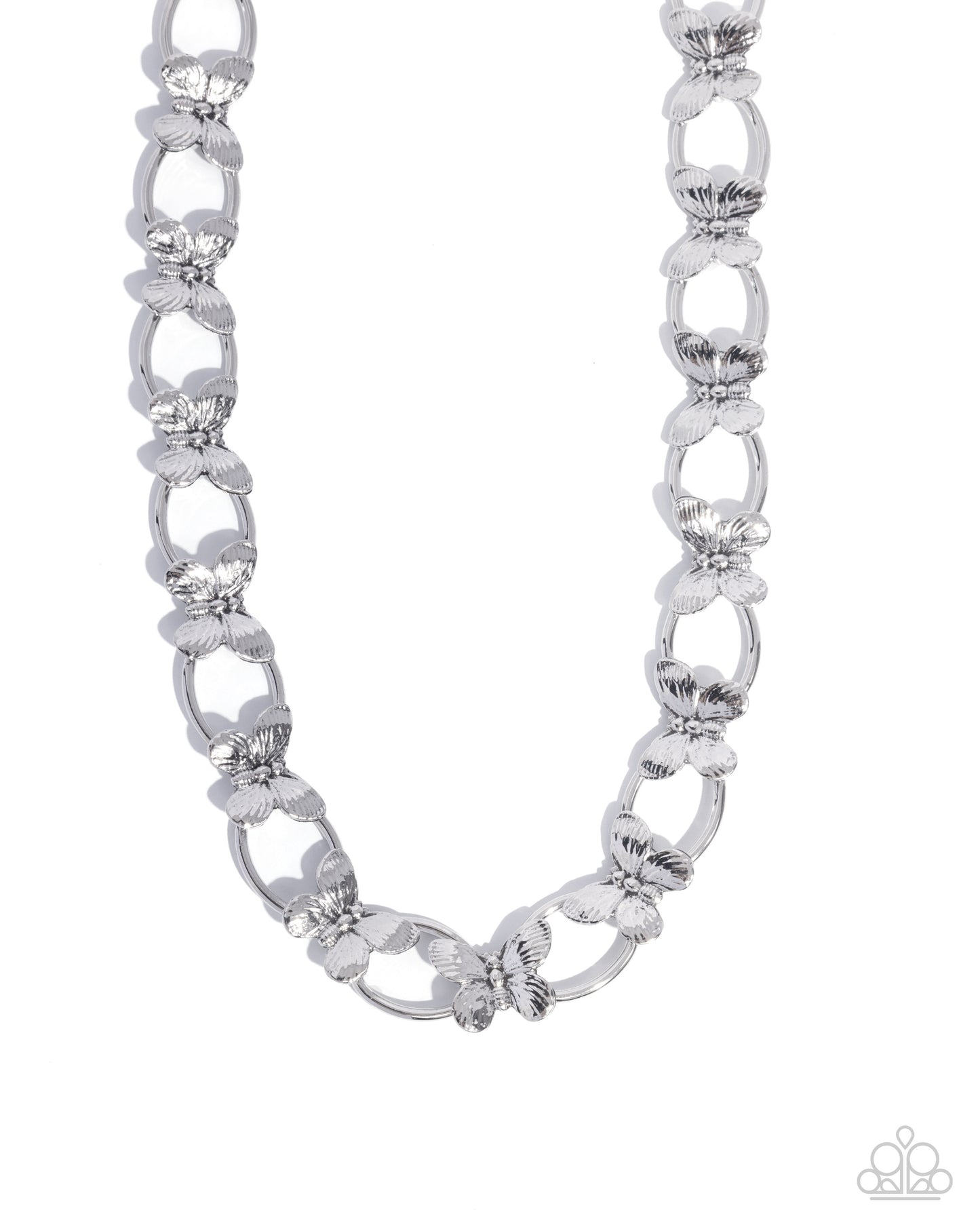 Complete Look - "Butterfly Build" Silver Necklace & "Fluttering Fabrication" Silver Bracelet - Paparazzi Accessories