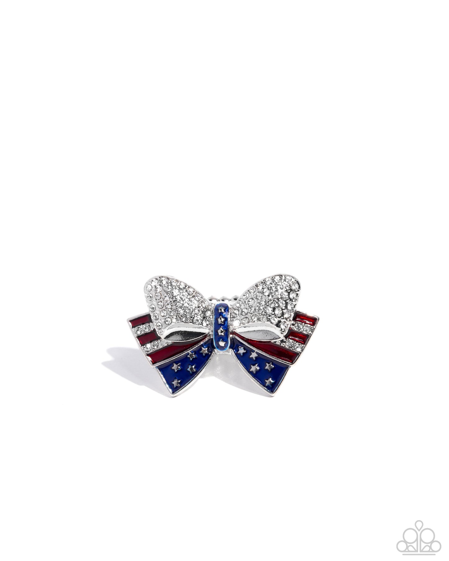 Uncle Sam Statement - Multi - Red, White, & Blue Enamel Silver Bow Ring - Paparazzi Accessories