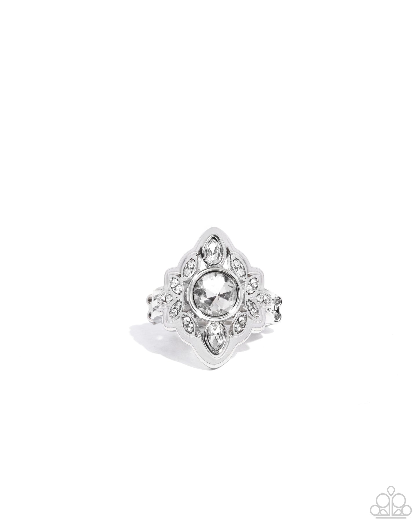 Dazzling Dignity - White Rhinestone Silver Ring - Paparazzi Accessories