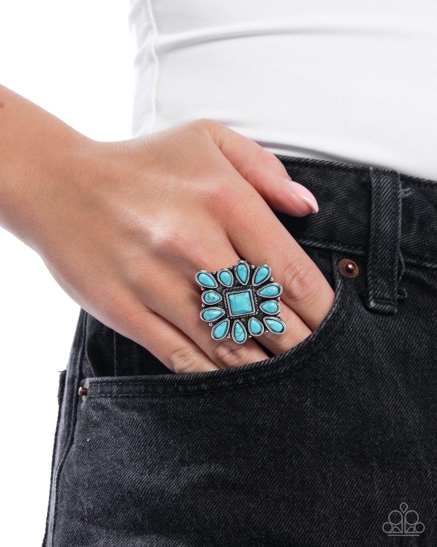 Developed Diamond - Blue Crackle Stone Silver Ring - Paparazzi Accessories