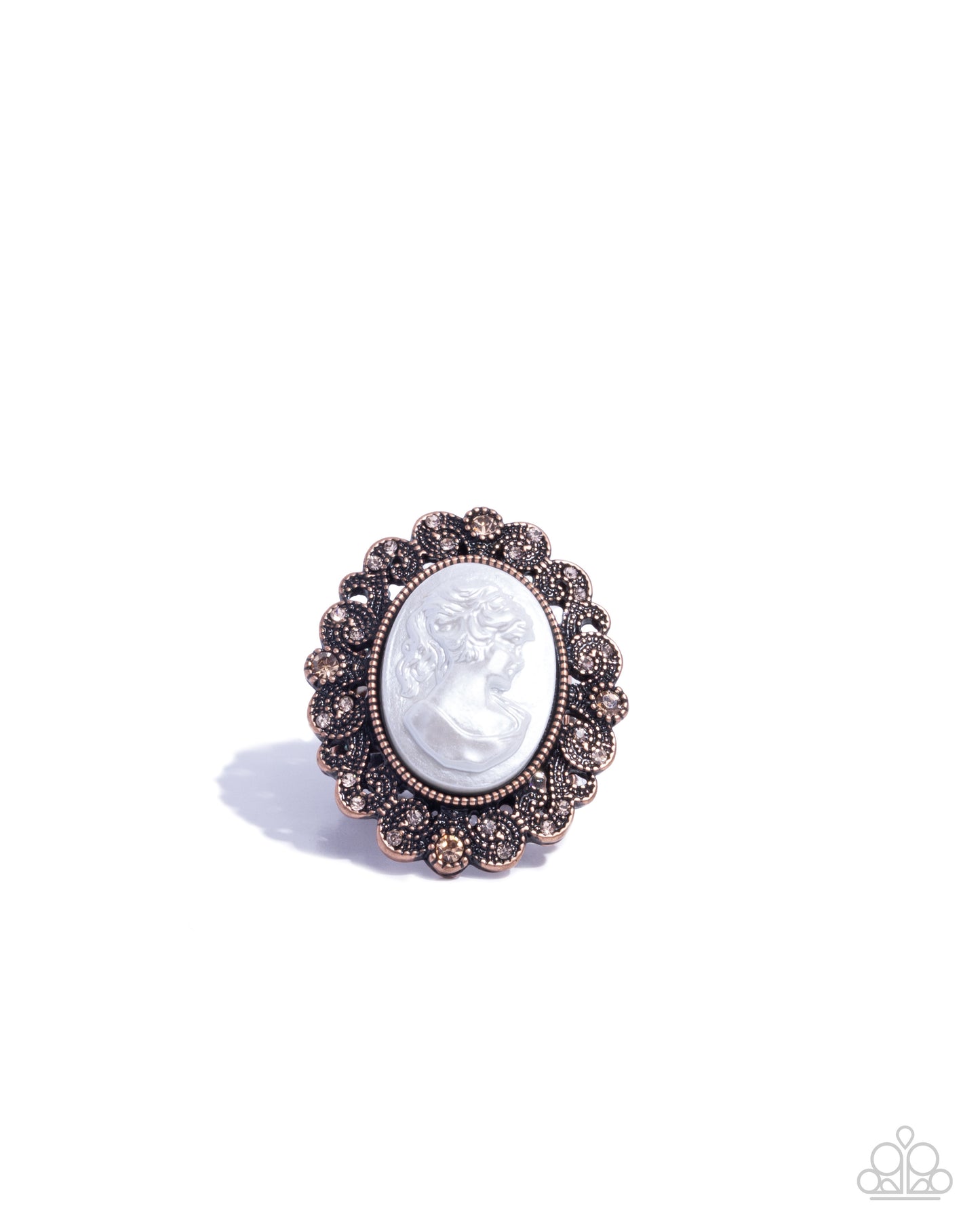 Delightfully Vintage - Copper Pearl Cameo Ring - Paparazzi Accessories