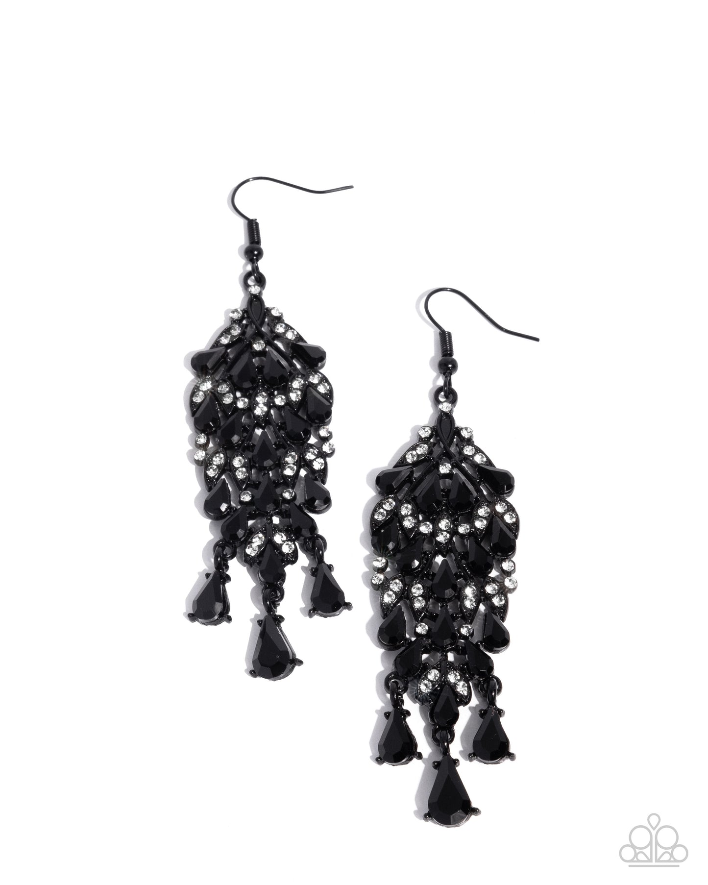 Fringe Film - Black Dipped Metal Onyx Gem Fishhook Earrings - Paparazzi Accessories
