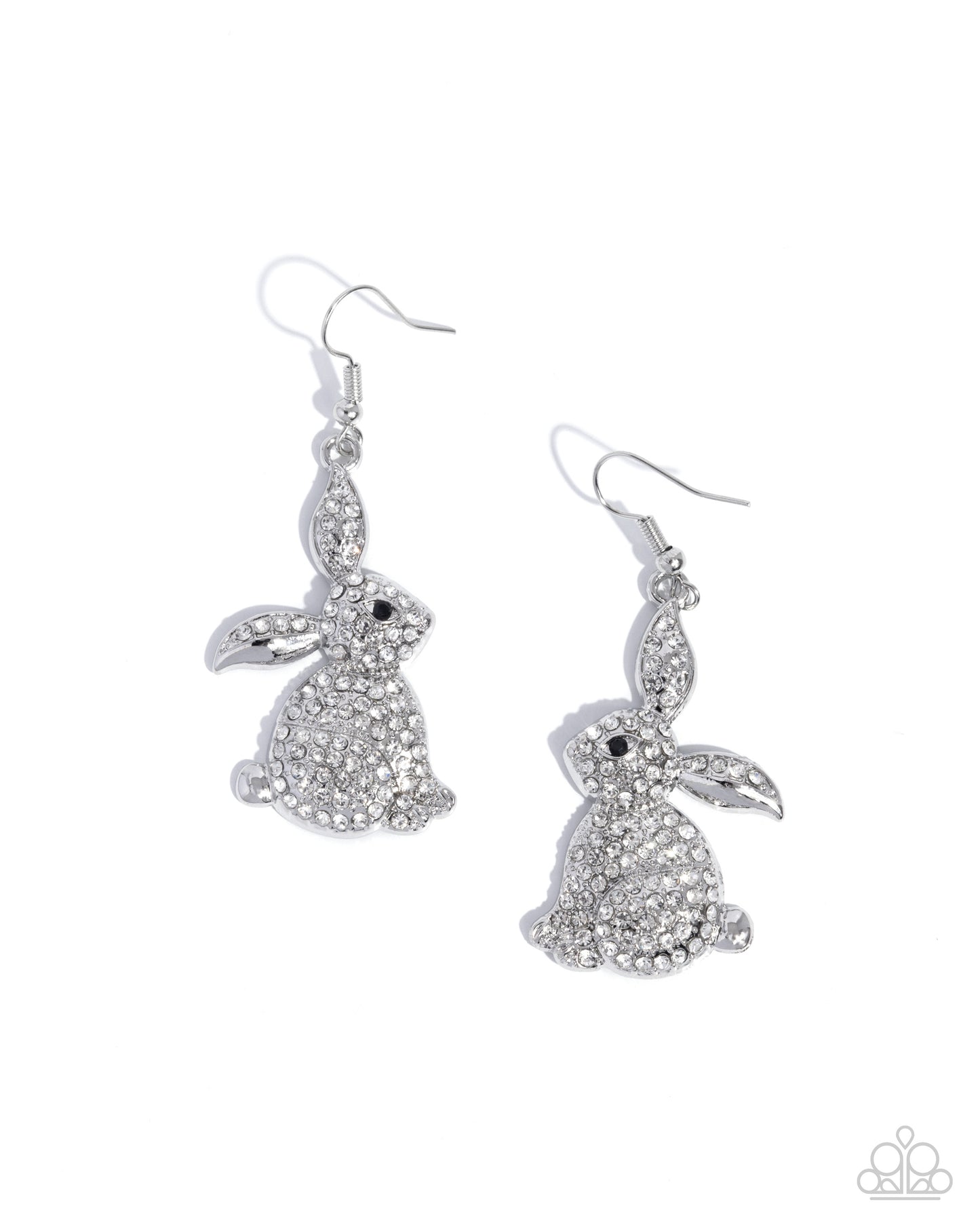 Bunny Bling - White Rhinestone Bunny Earrings - Paparazzi Accessories