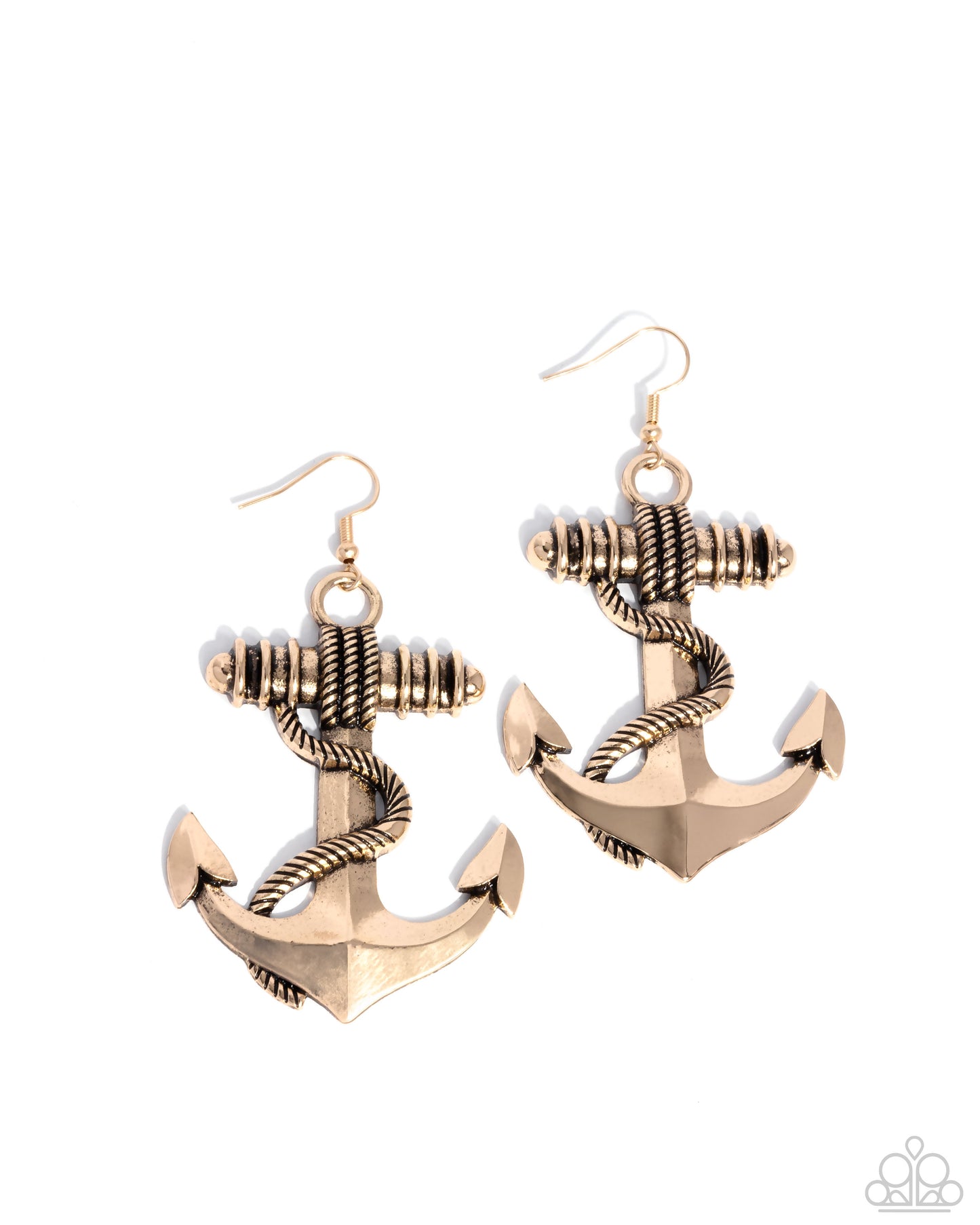 Adorable Anchor - Gold Anchor Fishhook Earrings - Paparazzi Accessories