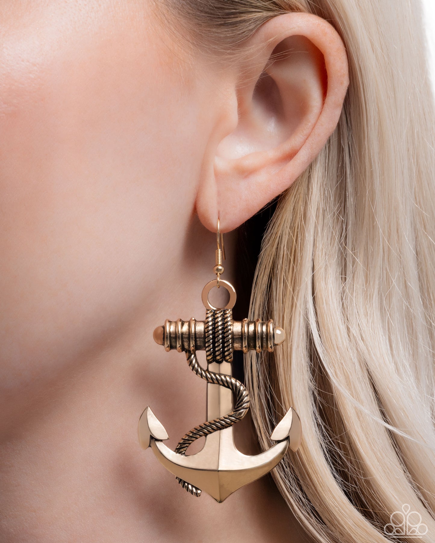 Adorable Anchor - Gold Anchor Fishhook Earrings - Paparazzi Accessories