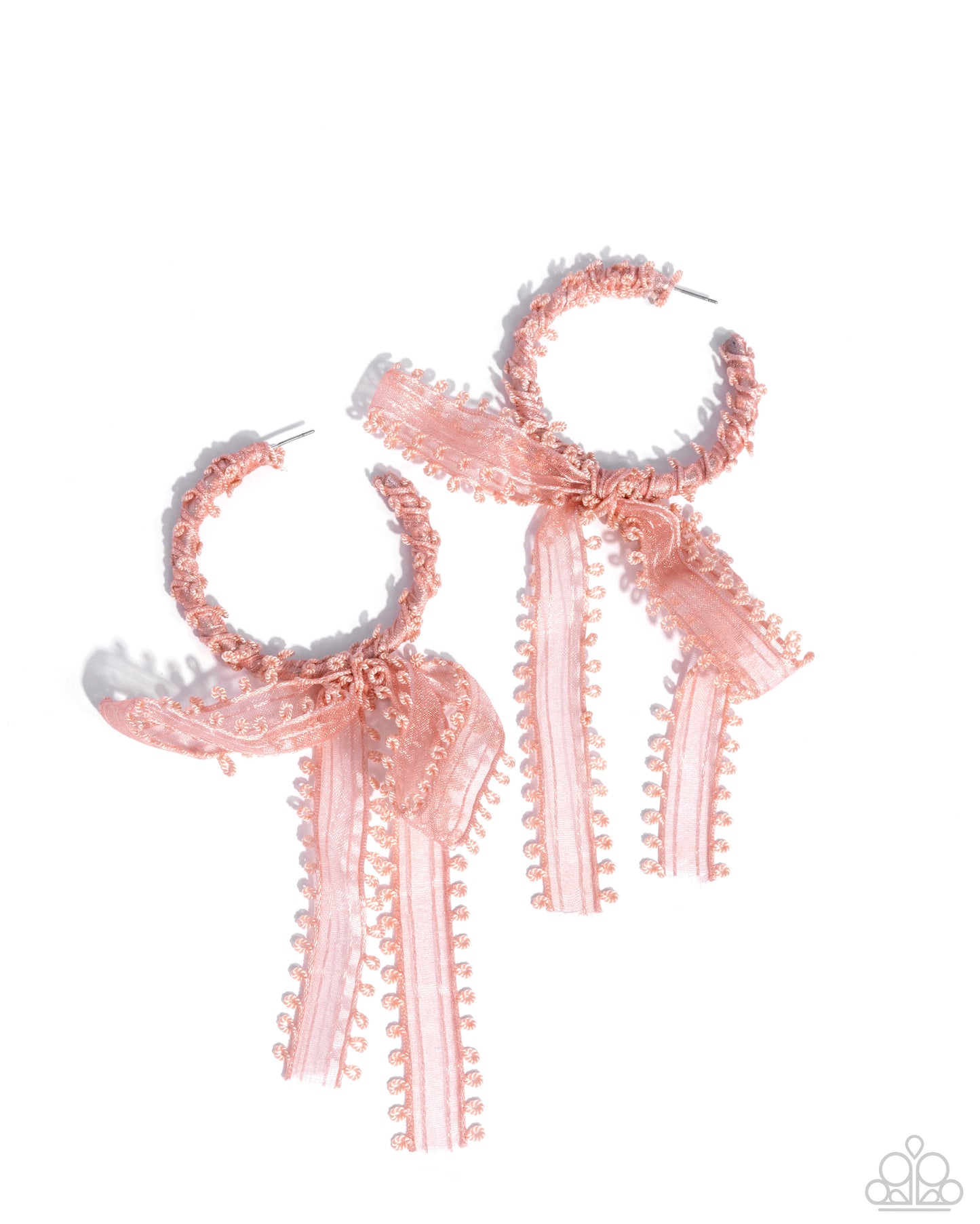 Brand New Bow - Pink Lace Hoop Earrings - Paparazzi Accessories