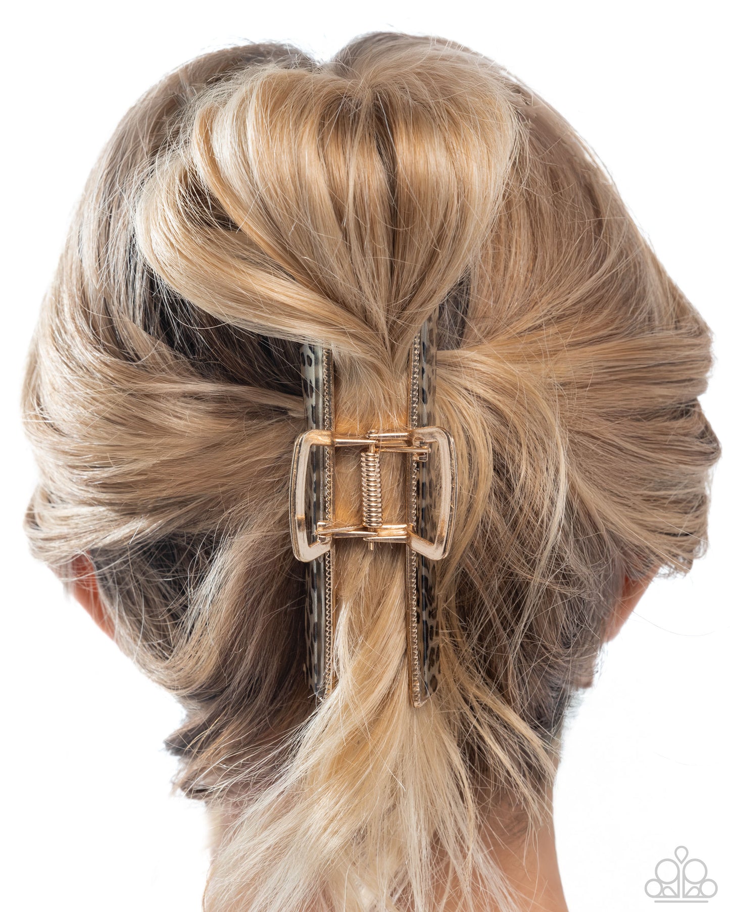 Cheetah Clip - Brown Acrylic Gold Metal Claw Clip - Paparazzi Accessories