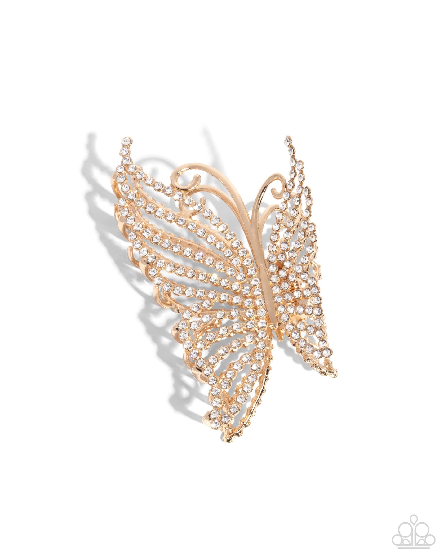 Floating Fanfare - Gold Butterfly Claw Clip - Paparazzi Accessories