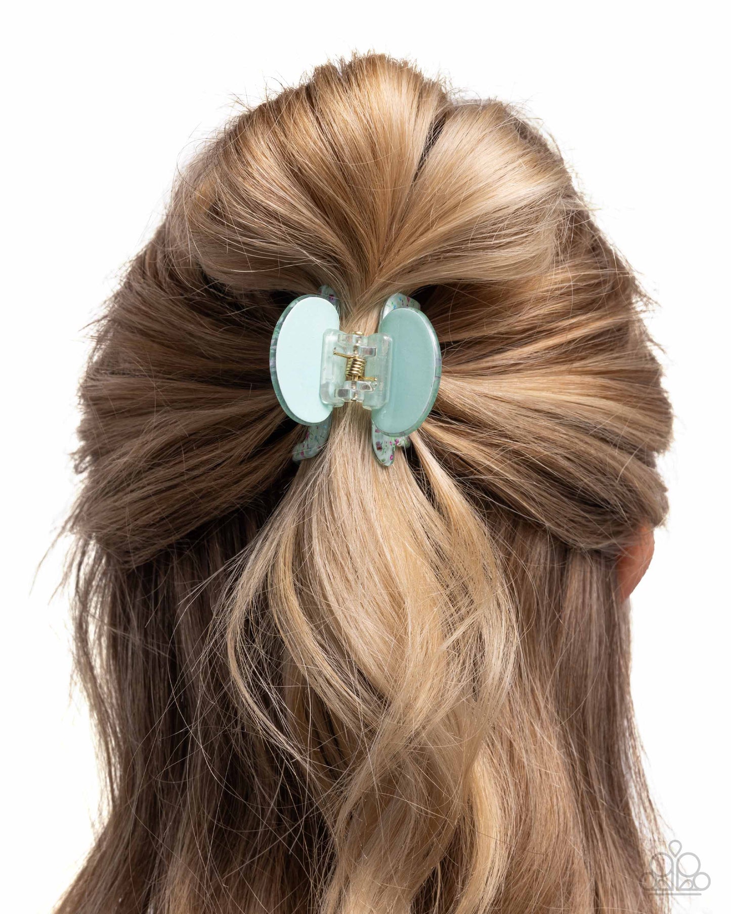 Delicate Demeanor - Multi Flowers & Leaves Light Green Claw Clip