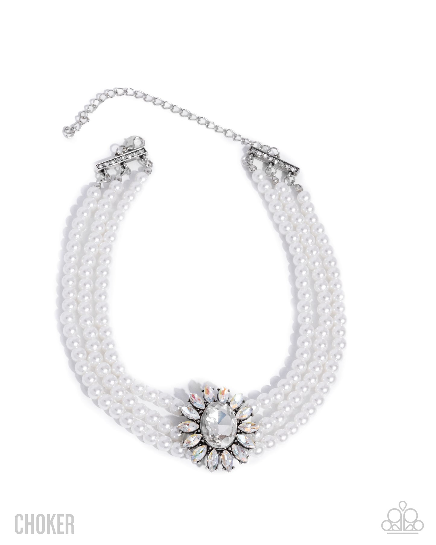 Conscious Chic - Complete Look - White Matching Pearl and Rhinestone Necklace and Bracelet - Paparazzi Accessories