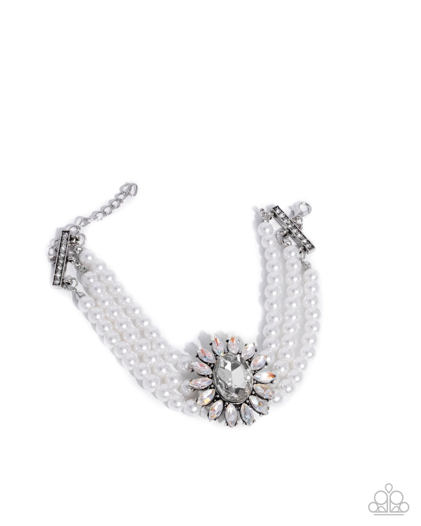 Conscious Chic - Complete Look - White Matching Pearl and Rhinestone Necklace and Bracelet - Paparazzi Accessories