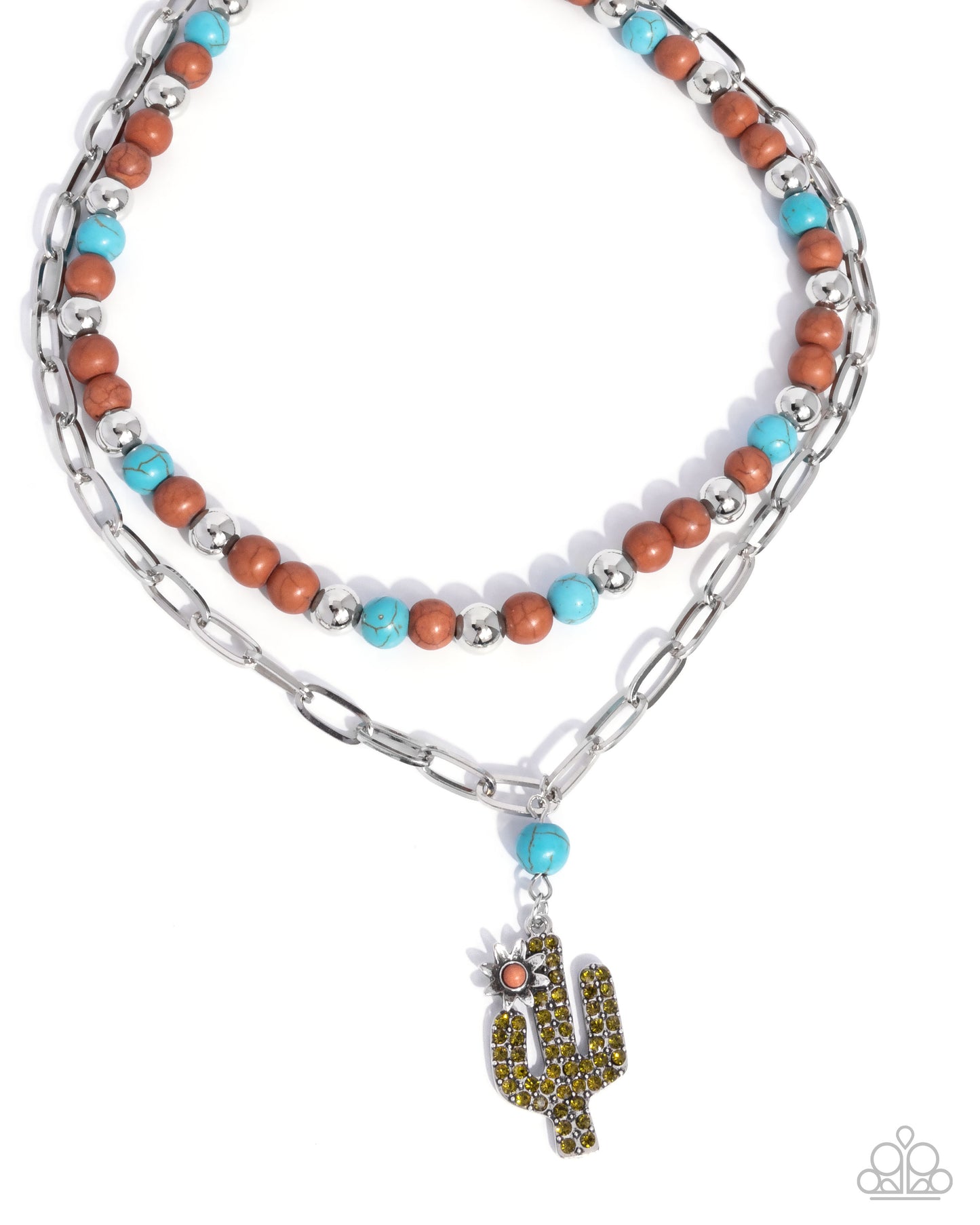 Complete Look - "Cactus Cascade - Brown" Necklace & "Cactus Cause - Brown" Post Earrings - Paparazzi Accessories