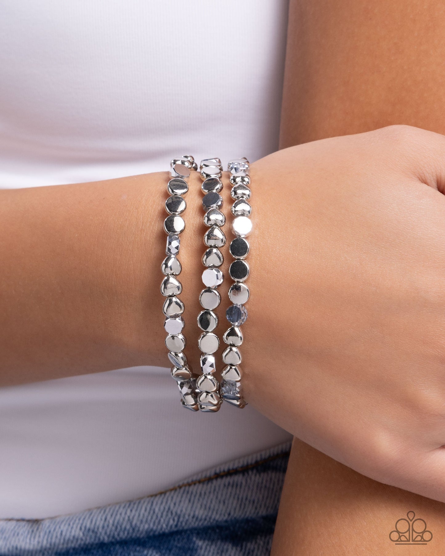 Instant Shimmer - Silver Stretchy Bracelets - Paparazzi Accessories