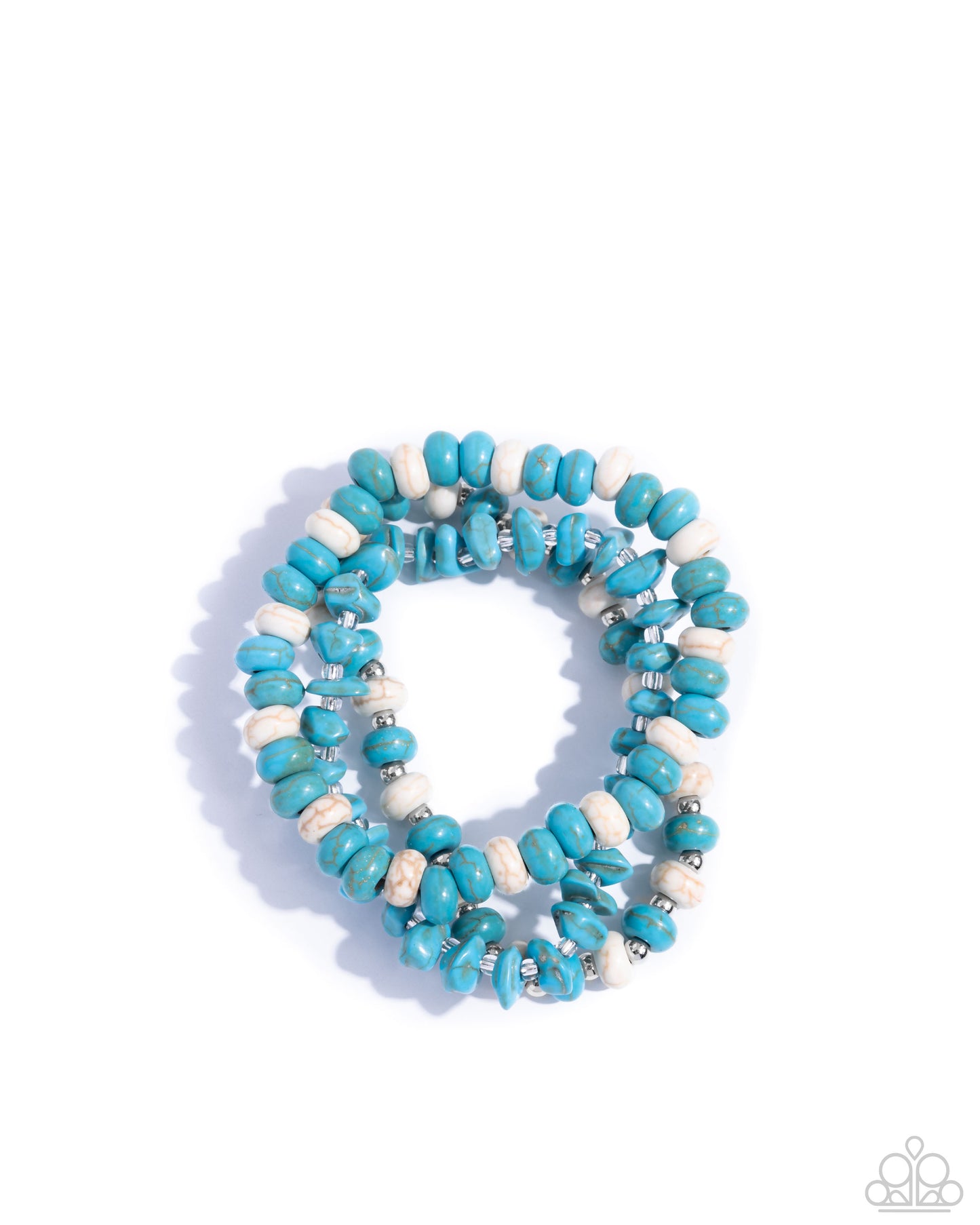 Rustic Residence - Blue Turquoise & White Crackle Stone Stretchy Bracelets - Paparazzi Accessories