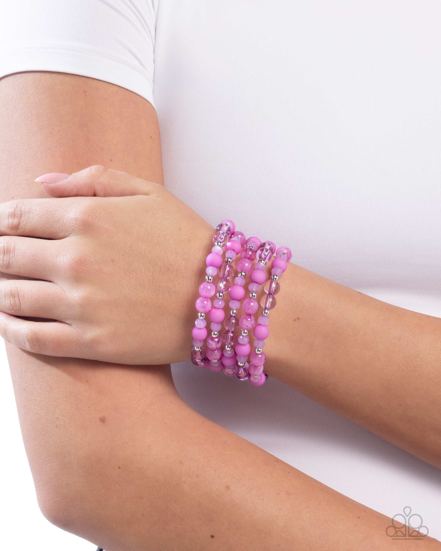 Colorful Chorus - Purple Beaded Coil Bracelet - Paparazzi Accessories